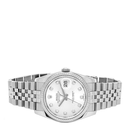 Rolex Stainless Steel 18K White Gold Diamond 36mm Oyster Perpetual Datejust Watch White 116234 2 of 4