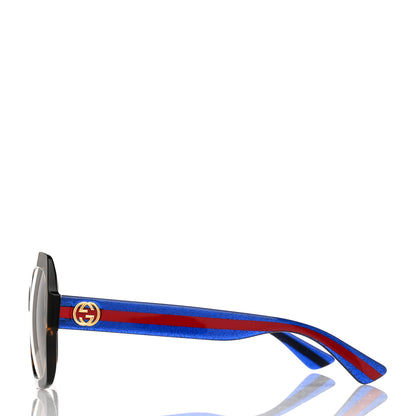Gucci Acetate Square Frame Web Glitter Sunglasses GG0036S Brown Blue 3 of 8