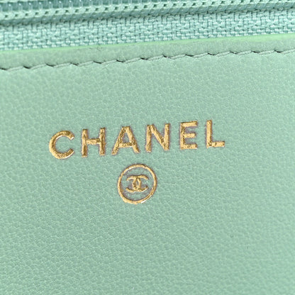 Chanel Lambskin Quilted Zirconium Wallet On Chain WOC Light Green 6 of 11