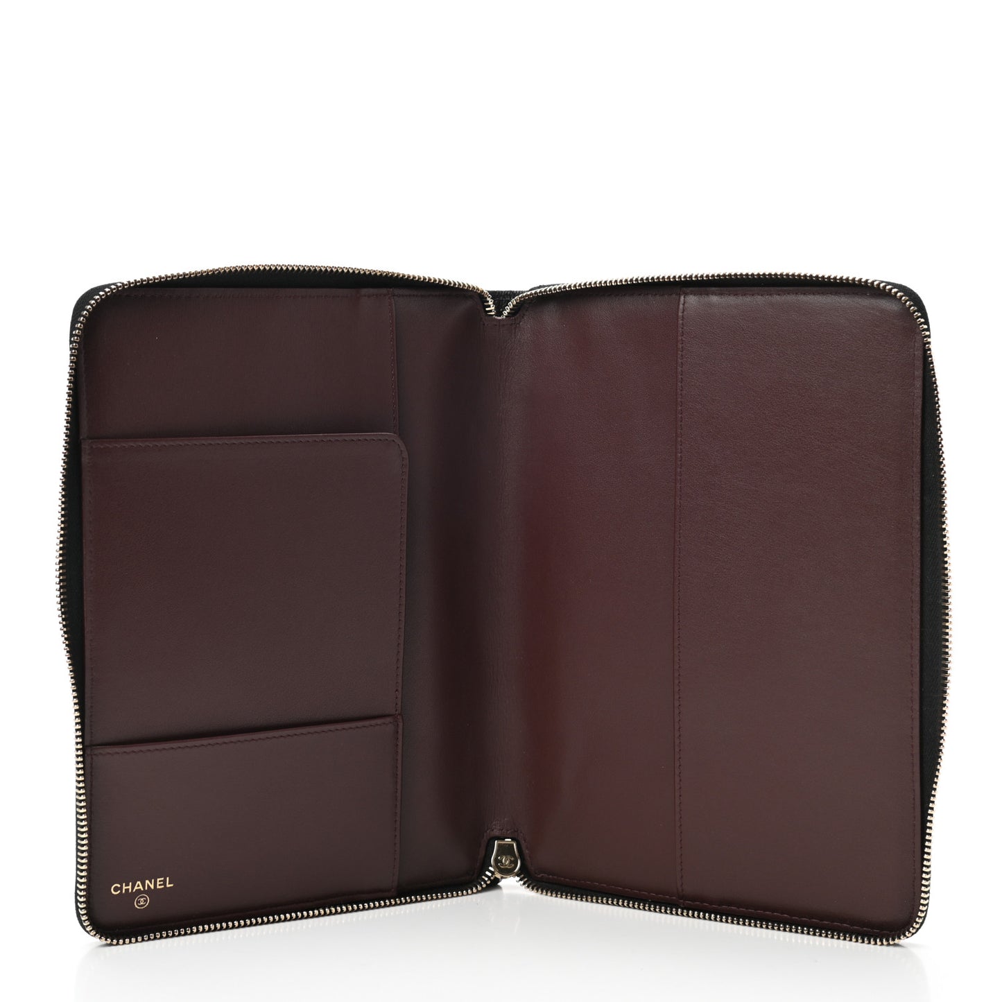 Caviar Quilted Zip Around Notebook Agenda Cover Black
