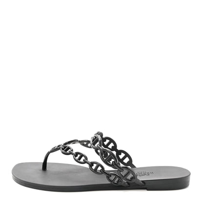 Hermes Rubber Chaine d'Ancre Island Sandals 38 Black 1 of 9