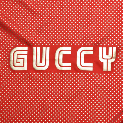 Gucci X SEGA Silk GUCCY Stars Print Square Scarf Flame Red Gold 5 of 6