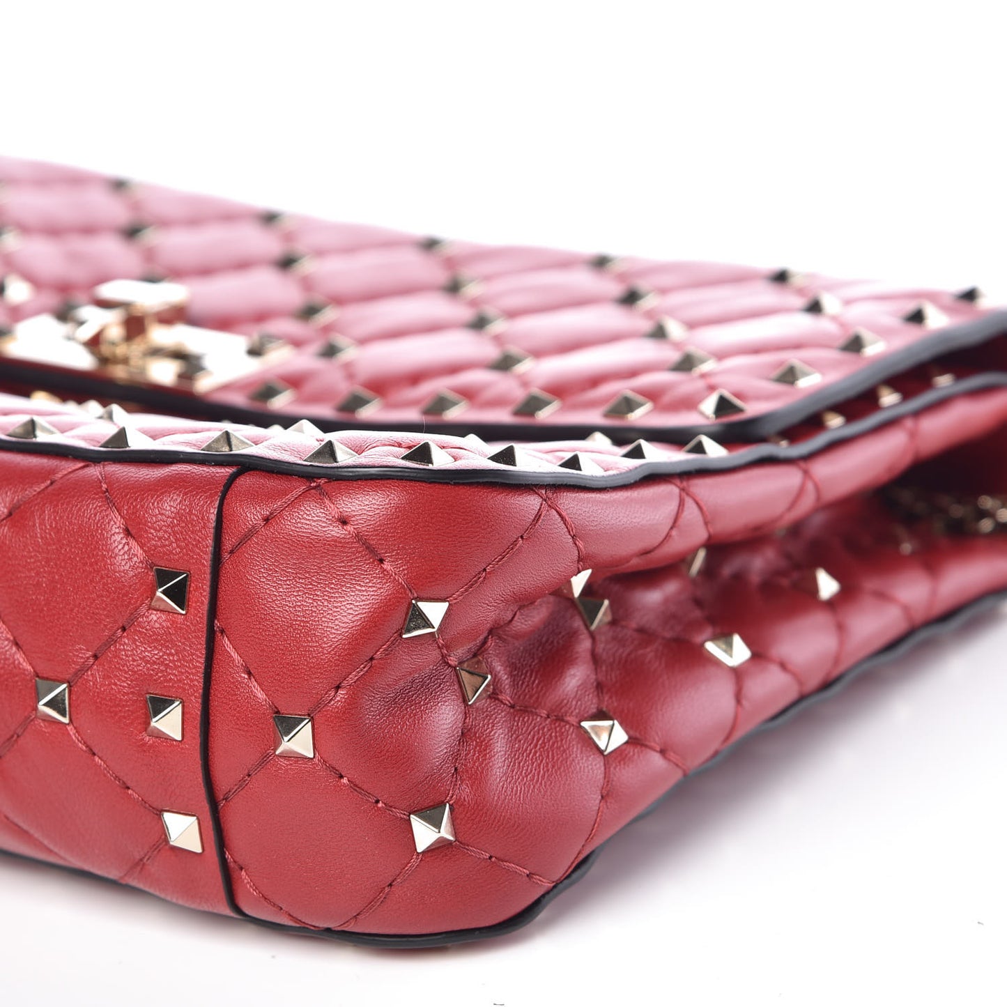 Nappa Medium Rockstud Spike Shoulder Bag Rosso Valentino