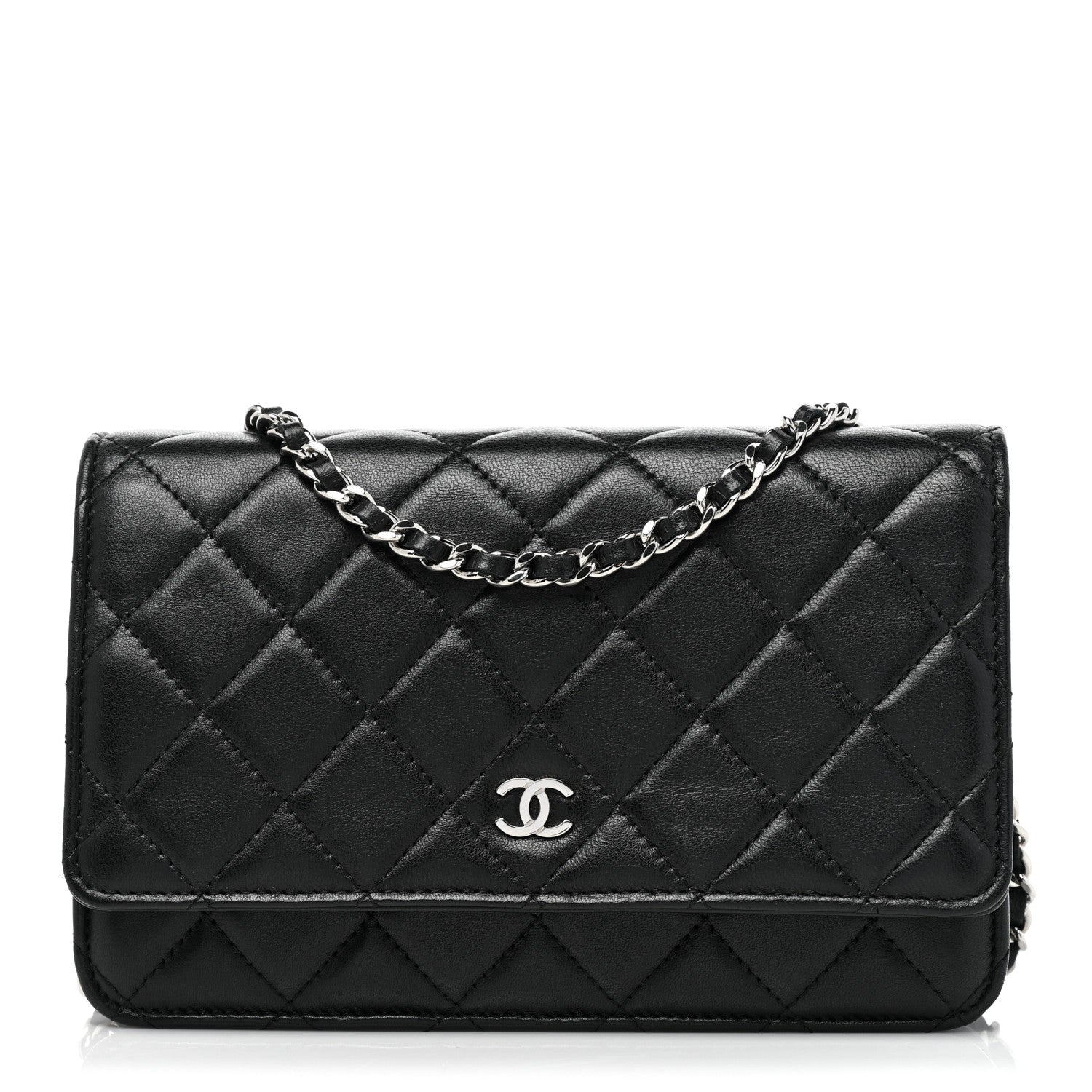 Chanel Lambskin Quilted Wallet On Chain WOC Black 1 of 10