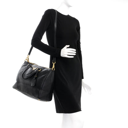 Prada Vitello Daino Boston Bag Nero Black 2 of 7