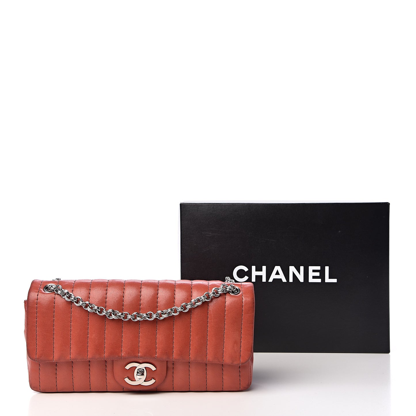 Lambskin Vertical Quilted East West Flap Red