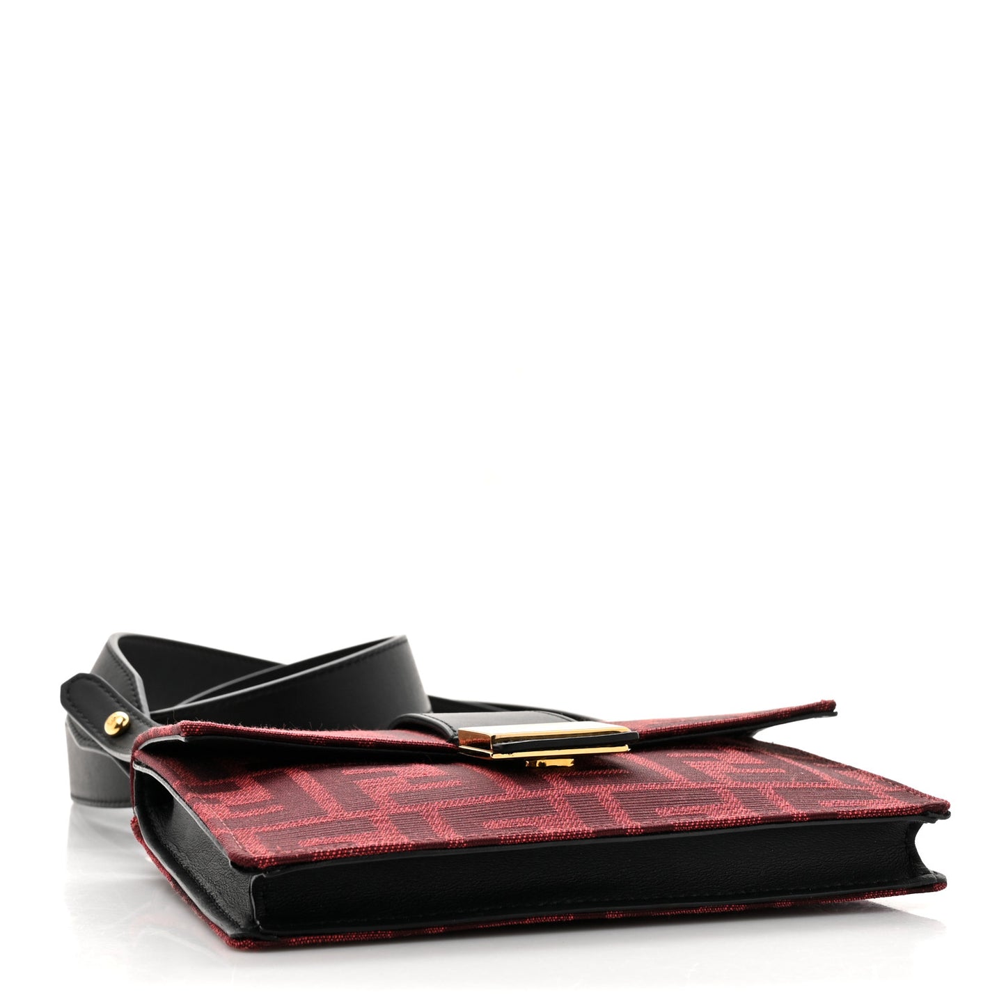 Recycled Fabric Jacquard Vitello Grace FF 1974 Baguette Belt Pouch Rosso Marlboro Black