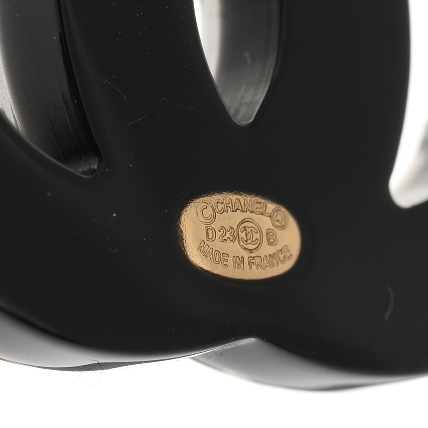 Chanel Resin CC No 5 Stud Earrings Black Gold Black Gold 4 of 5