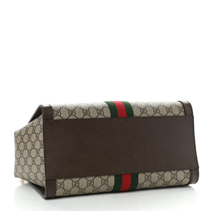 Gucci GG Supreme Monogram Web Medium Ophidia Tote Bag Brown 4 of 10