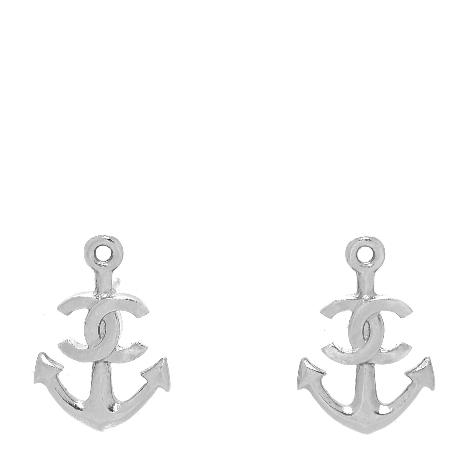 Chanel Metal Anchor CC Earrings Silver 1 of 4