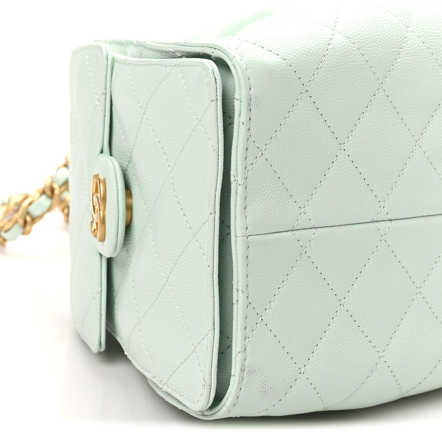 Chanel Caviar Quilted Small Chanel 25 Handbag Light Green 9 of 10