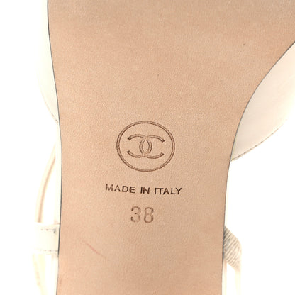 Chanel Glazed Calfskin Cap Toe CC Slingback Pumps 38 Ivory Black 6 of 9