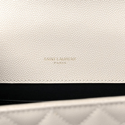 Saint Laurent Grain De Poudre Textured Mixed Matelasse Triquilt Small Monogram Satchel Blanc Vintage 5 of 8