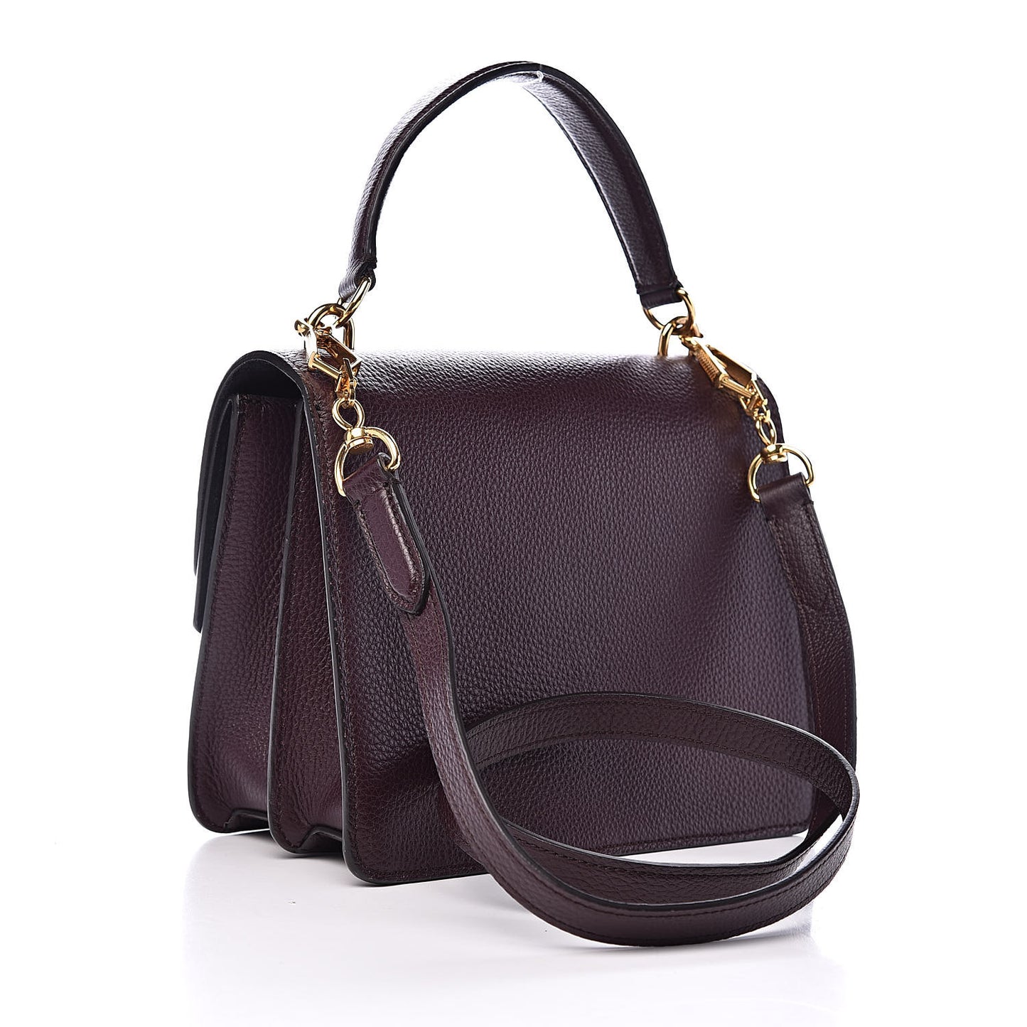 Small Classic Grain Harlow Satchel Oxblood