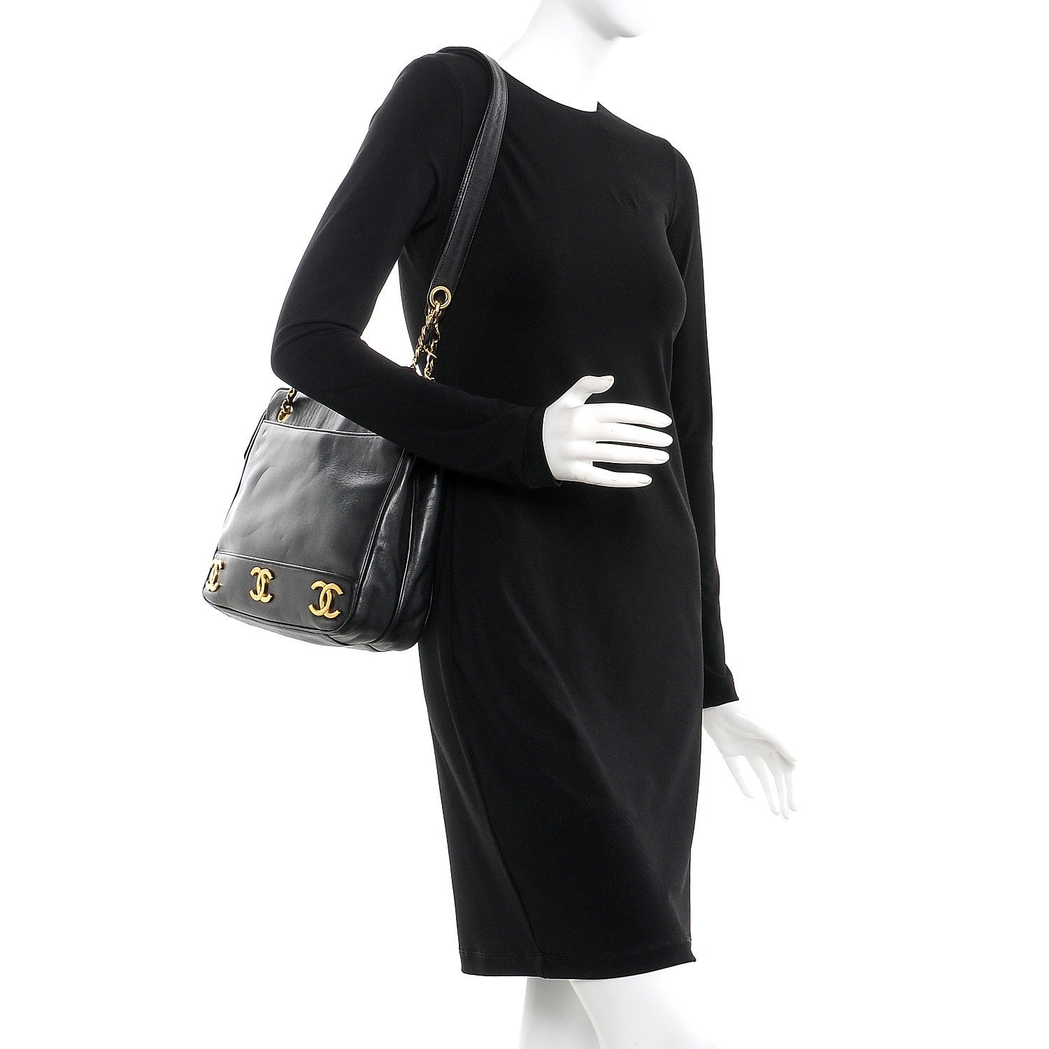 Chanel Lambskin CC Shoulder Bag Black 2 of 13