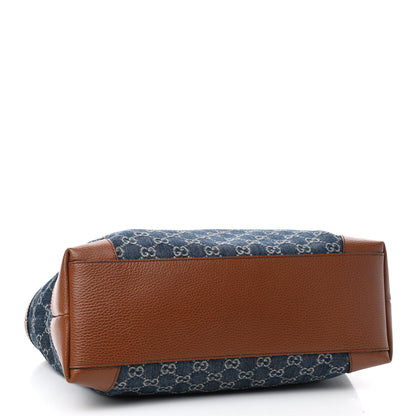 Gucci New Denim GG Monogram Medium Ophidia Shopping Tote Blue Tea Cuir 4 of 9