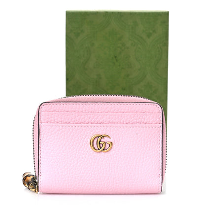 Gucci Piuma Calfskin Bamboo Double G Zip Card Case Sugar Pink 9 of 9
