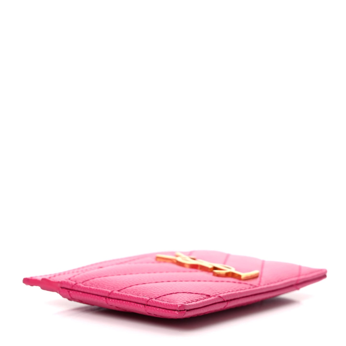 Grain De Poudre Matelasse Chevron Monogram Credit Card Case Fresh Fuxia