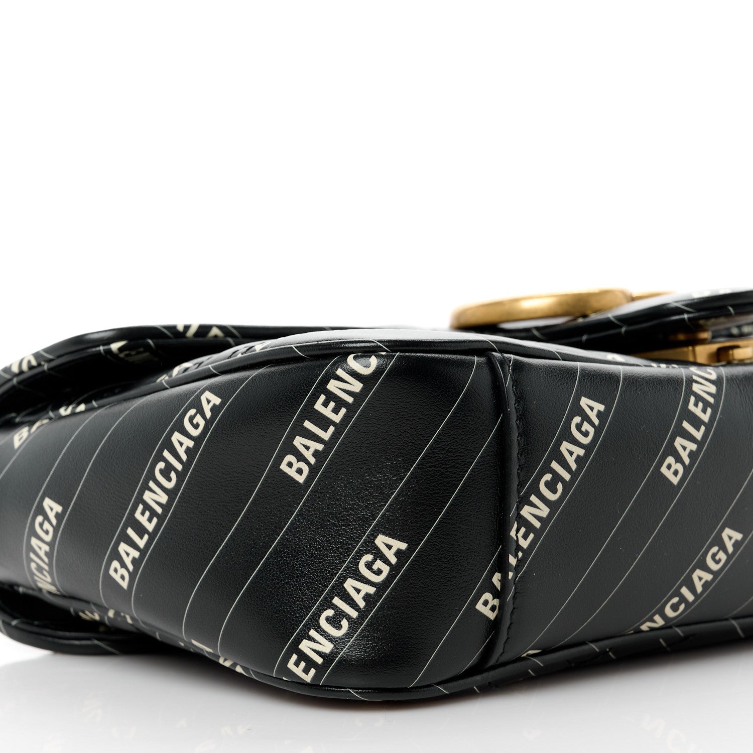 Gucci X BALENCIAGA Calfskin Matelasse Logo Print Small GG Marmont Shoulder Bag Black 10 of 13