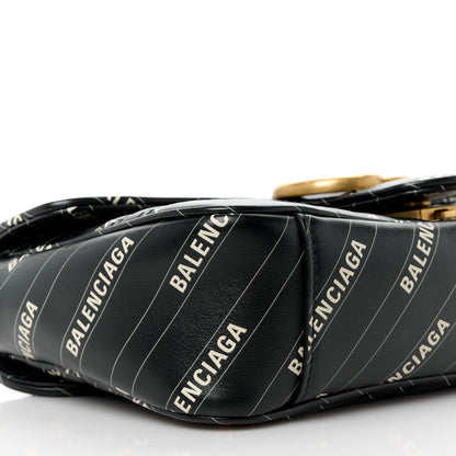 Gucci X BALENCIAGA Calfskin Matelasse Logo Print Small GG Marmont Shoulder Bag Black 10 of 13