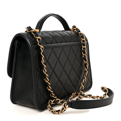 Chanel Caviar Quilted School Memory Small Top Handle Flap Black 3 of 12