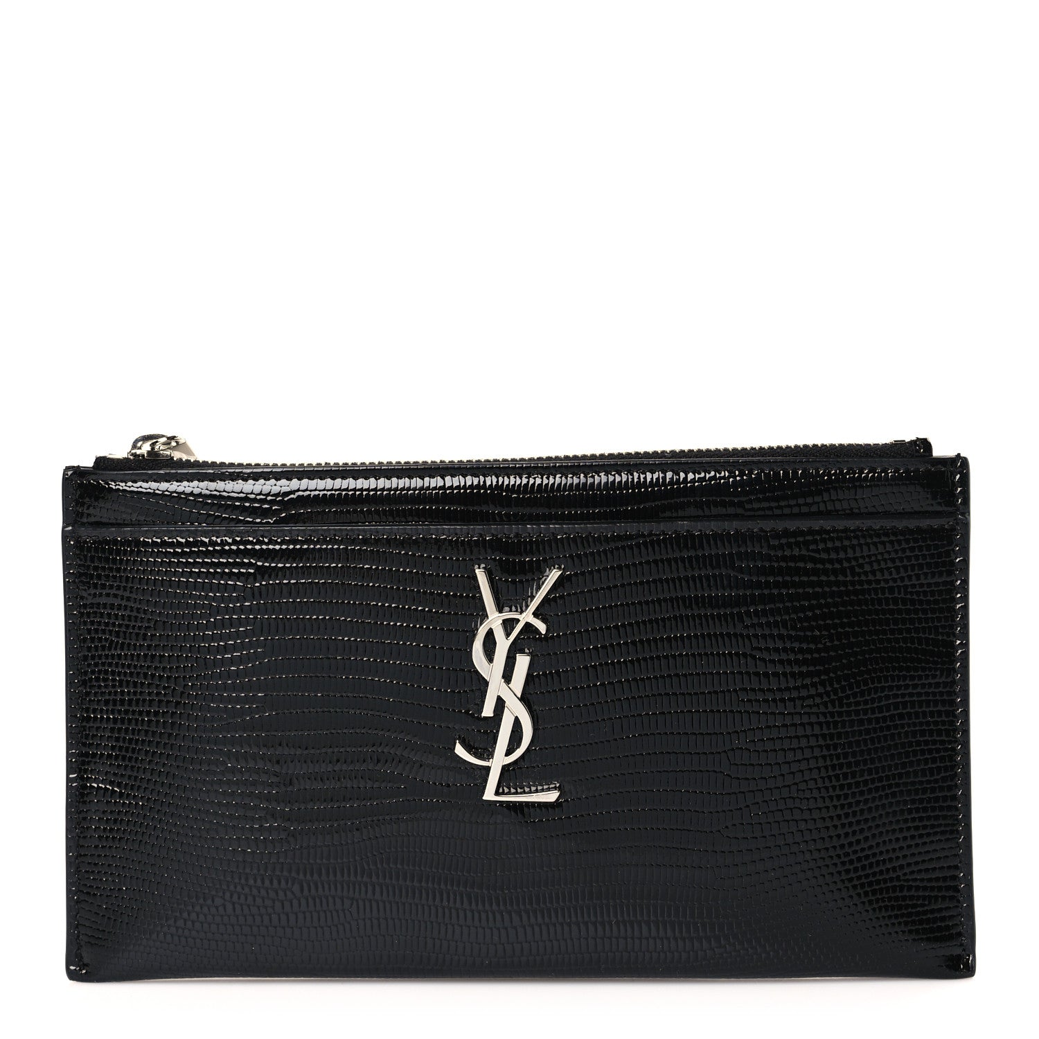 Saint Laurent Lizard Embossed Monogram Bill Pouch Black 1 of 7