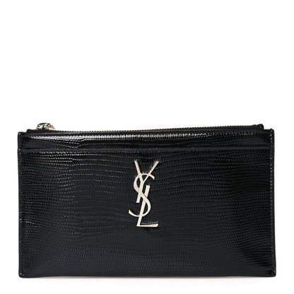 Saint Laurent Lizard Embossed Monogram Bill Pouch Black 1 of 7