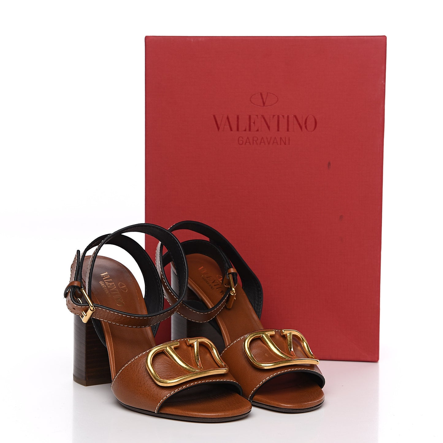Grainy Cowhide VLogo Sandals 37 Cuoio