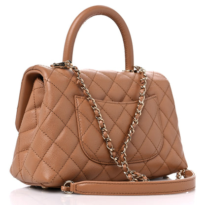 Chanel Caviar Quilted Mini Coco Handle Flap Beige 3 of 9