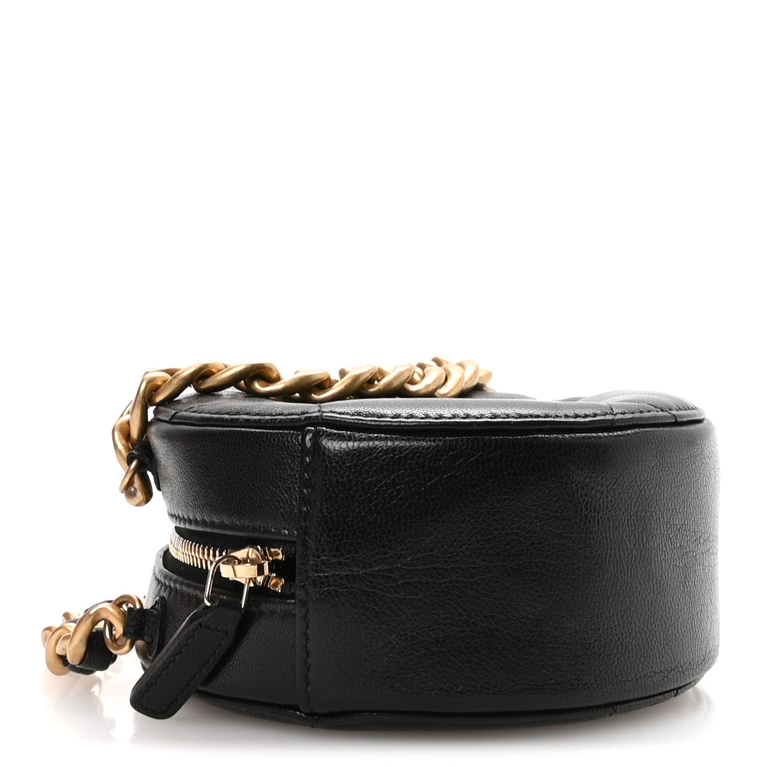 Chanel Lambskin Quilted Chanel 19 Round Clutch With Chain Black 4 of 10