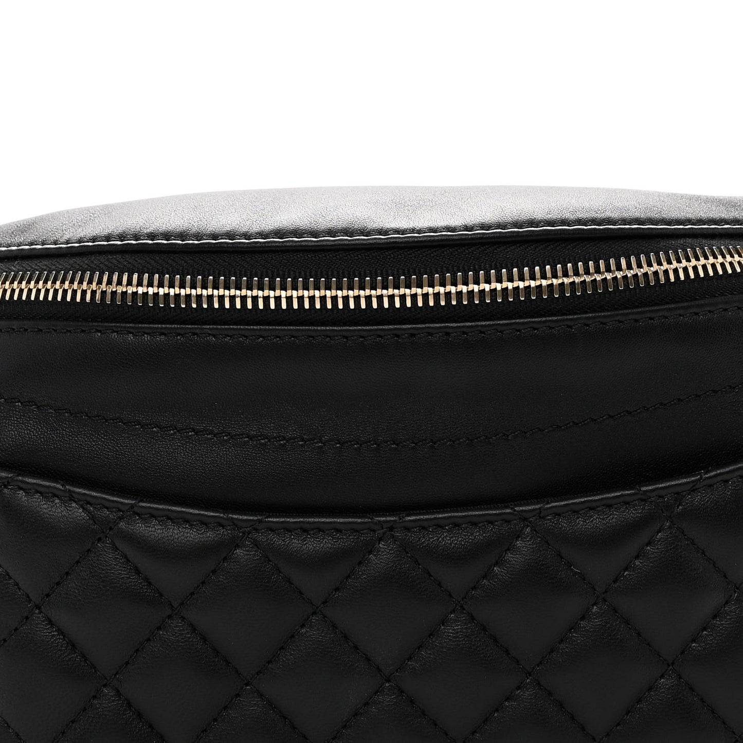 Lambskin Quilted Waist Bag Fanny Pack Black