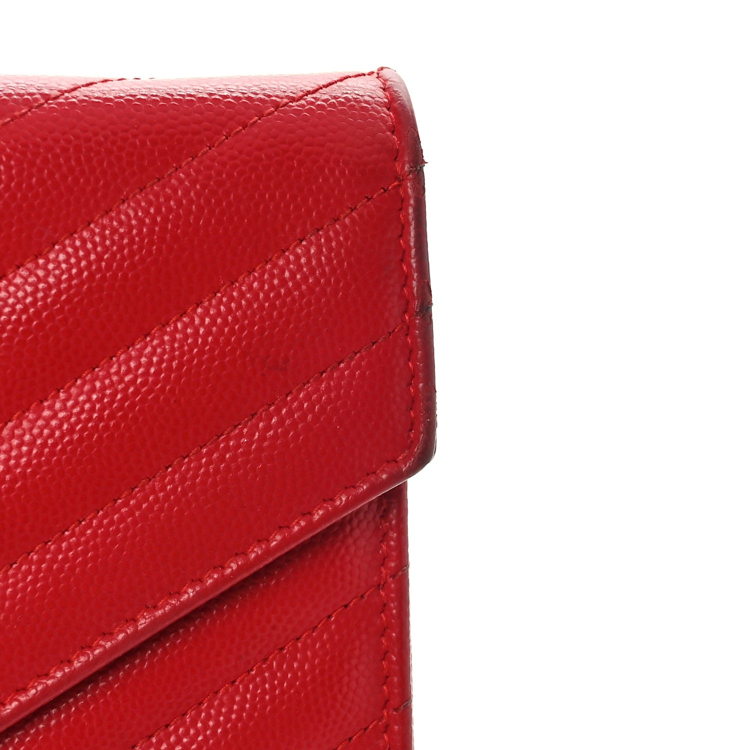 Saint Laurent Grain De Poudre Matelasse Chevron Monogram Chain Wallet Rouge Eros 13 of 14