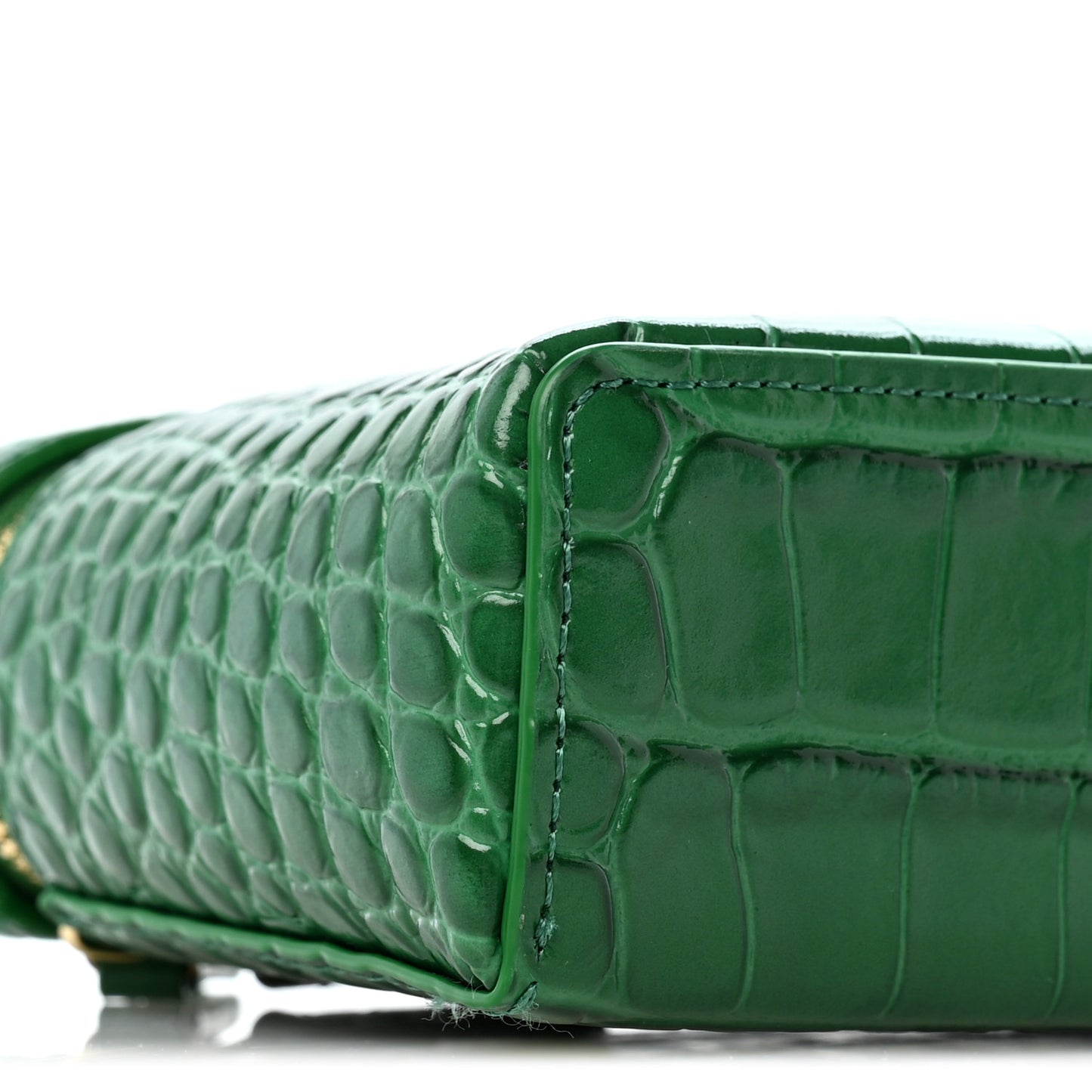Calfskin Crocodile Embossed Crococo Exoticoco Vanity With Chain Emerald