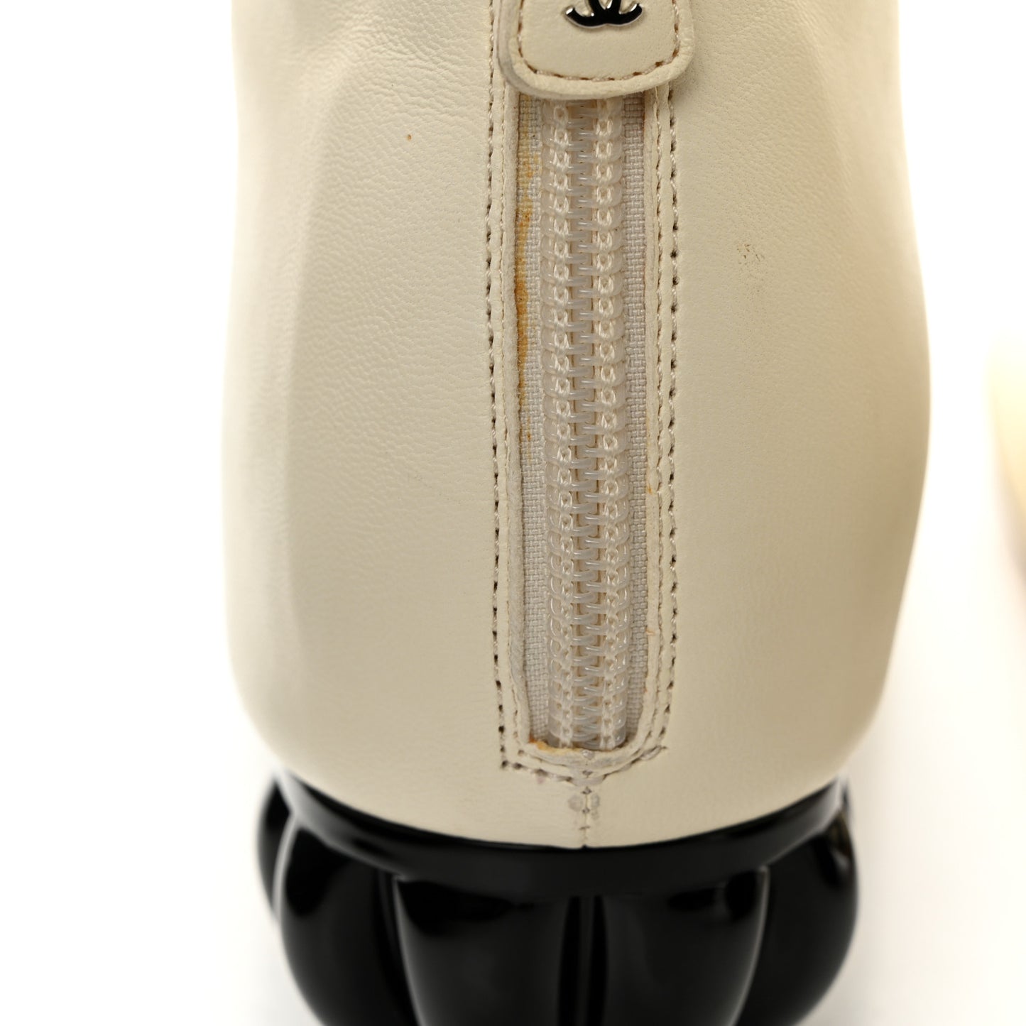 Lambskin Patent Ankle Boots 41 Beige Black