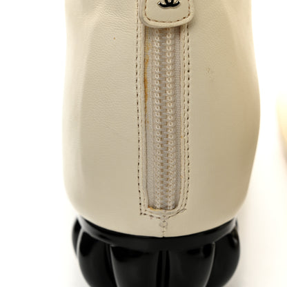 Chanel Lambskin Patent Ankle Boots 41 Beige Black 14 of 14