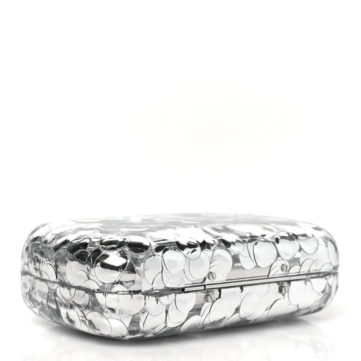 Alexander McQueen Plexi Mirror Sequin Skull Four Ring Clutch Silver 4 of 9