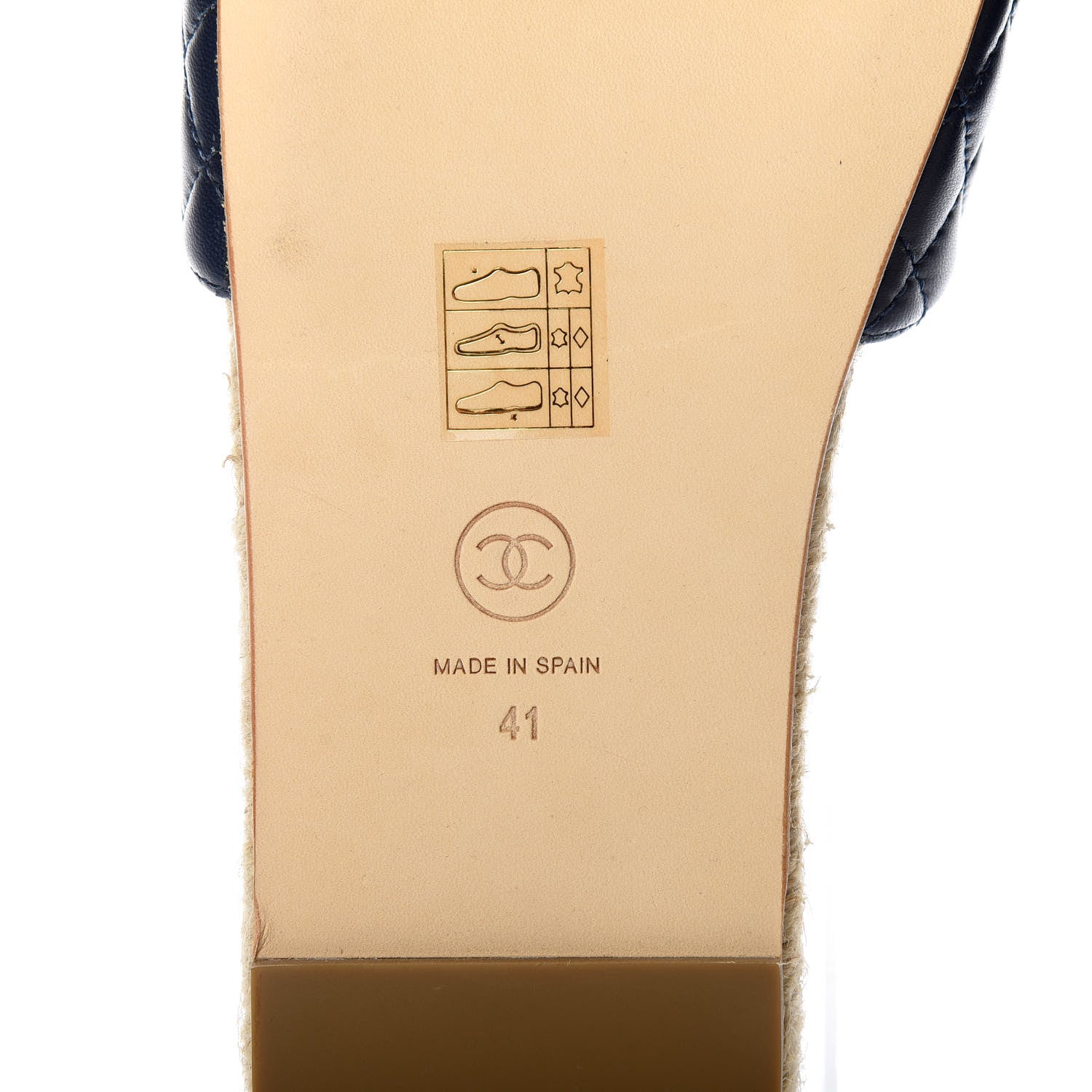 Chanel Lambskin Quilted CC Espadrille Slip On Sandals 41 Navy 7 of 10