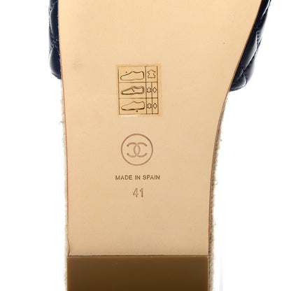 Chanel Lambskin Quilted CC Espadrille Slip On Sandals 41 Navy 7 of 10