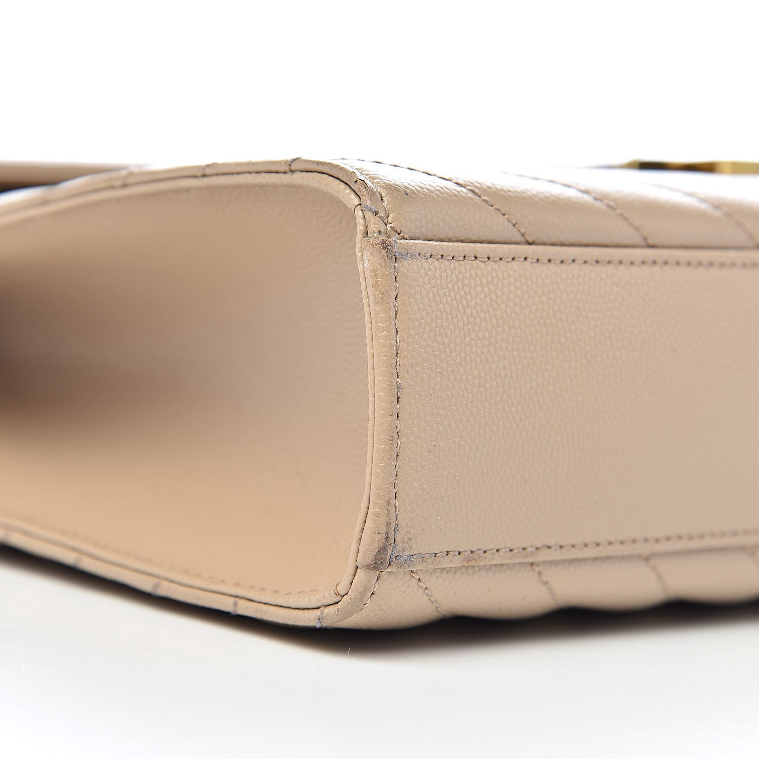 Saint Laurent Grain De Poudre Matelasse Chevron Large Monogram Satchel Dark Beige 9 of 12