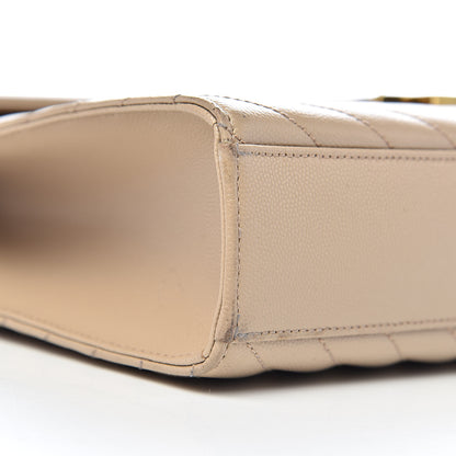 Saint Laurent Grain De Poudre Matelasse Chevron Large Monogram Satchel Dark Beige 9 of 12