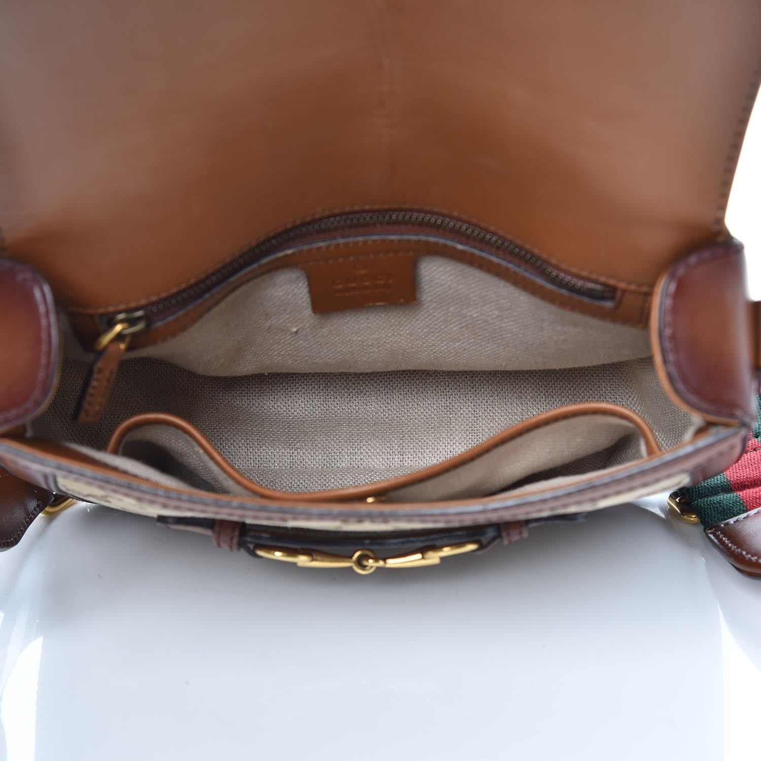 Gucci Monogram Medium Lady Web Shoulder Bag Beige Cuir 5 of 11