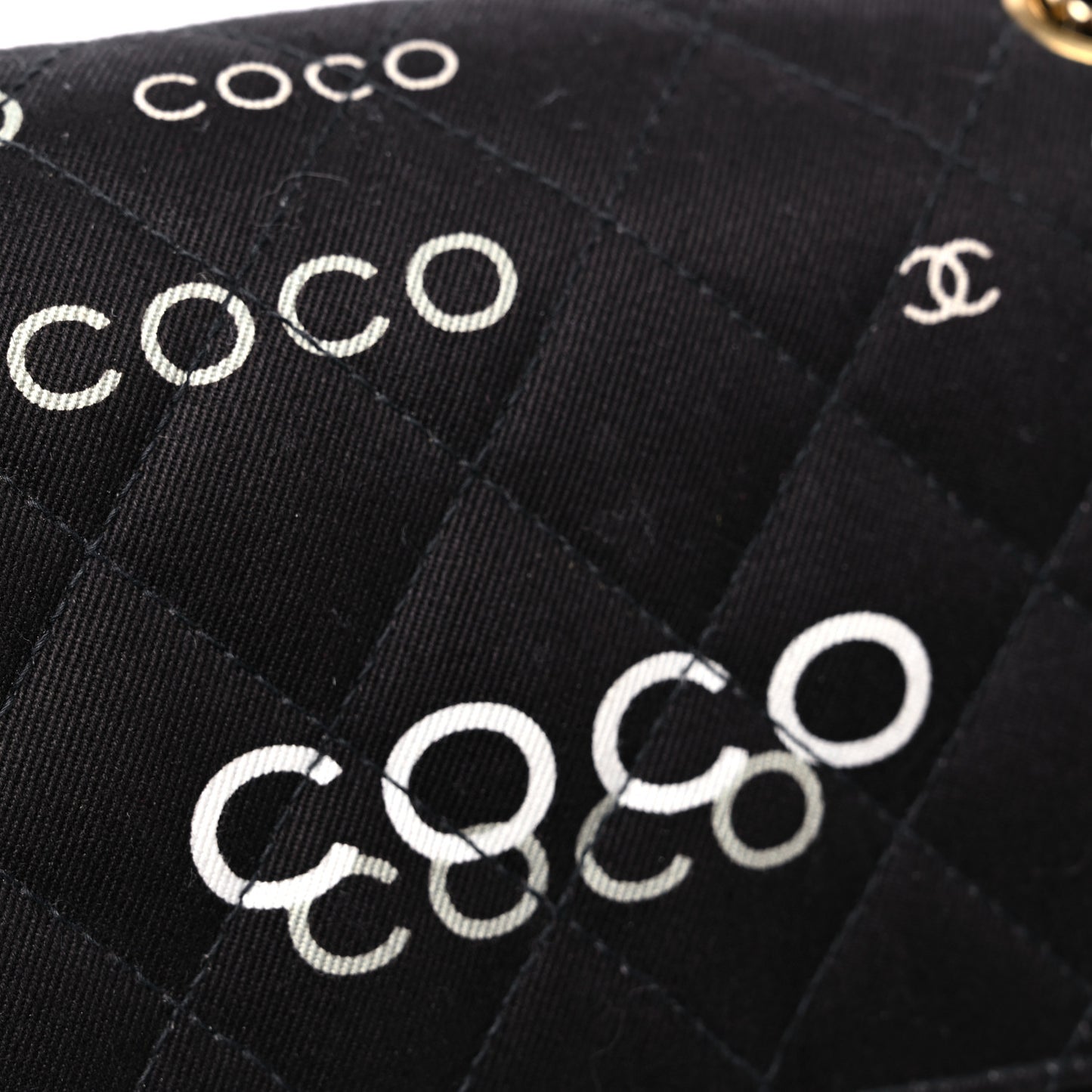 Canvas Coco Printed Quilted Medium Double Flap Black White