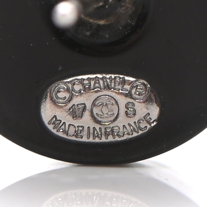 Chanel Resin Crystal CC Earrings Black Silver 4 of 4