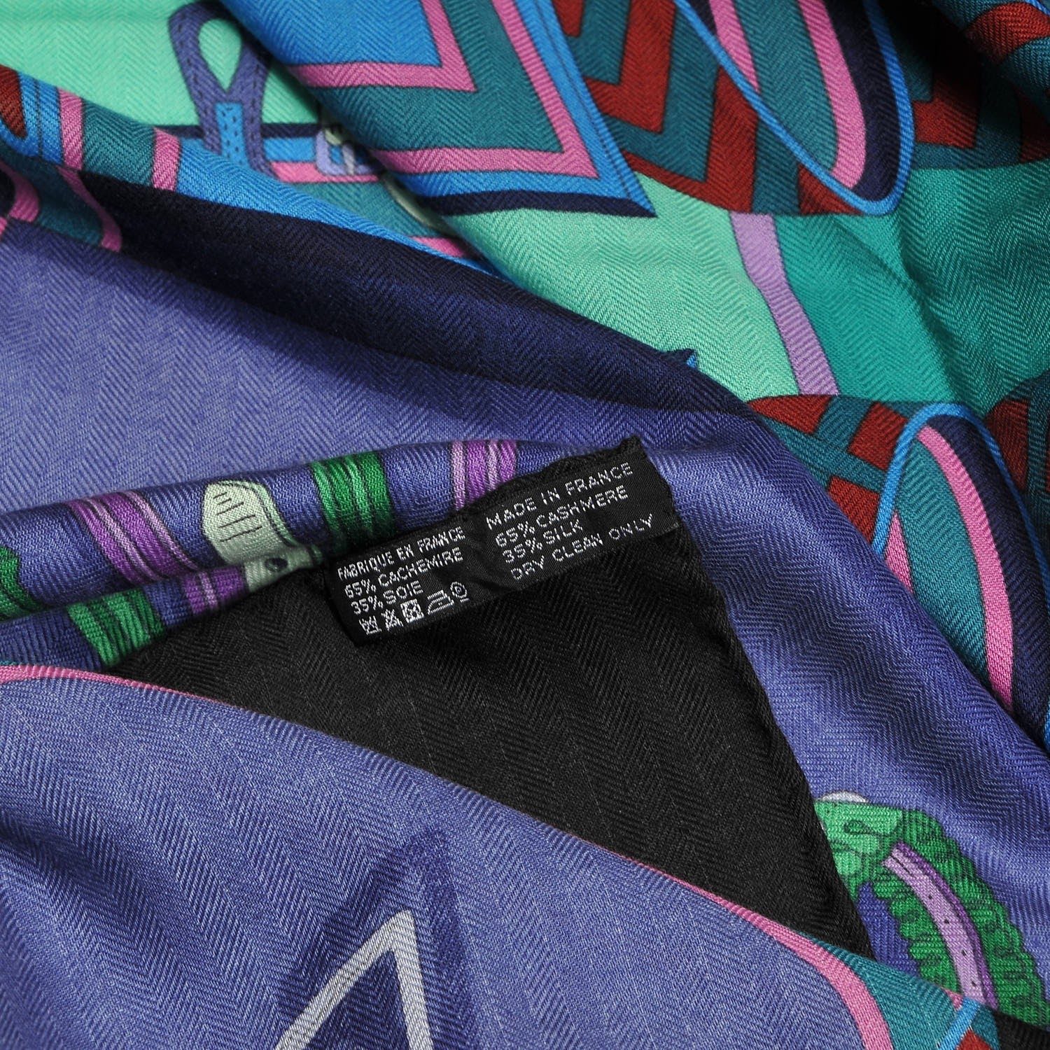 Hermes Cashmere Silk Bouquets Shawl 140 Noir Violet Vert 3 of 4