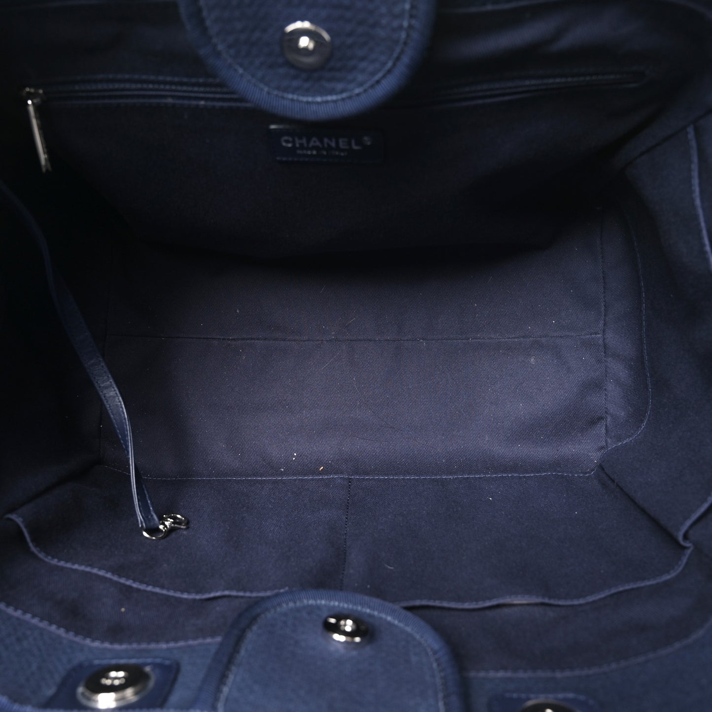 Mixed Fibers Calfskin Medium Deauville Tote Dark Blue