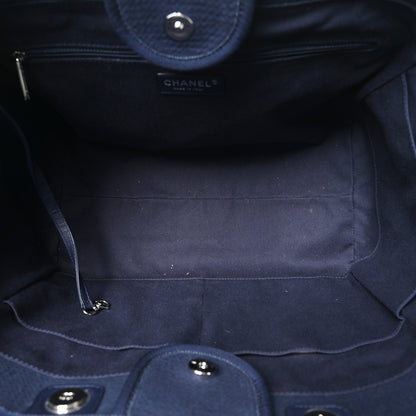 Chanel Mixed Fibers Calfskin Medium Deauville Tote Dark Blue 6 of 13