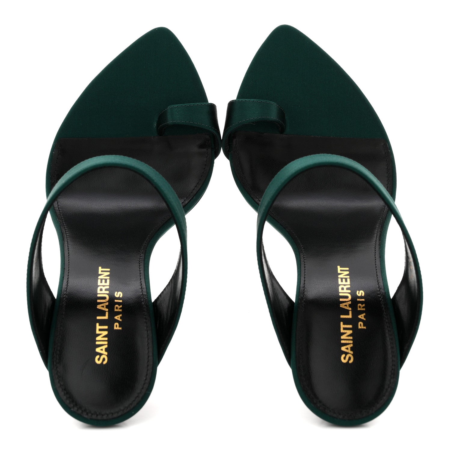 Saint Laurent Crepe Satin Martha Mule 110 Sandals 35.5 Dorian Green 2 of 10