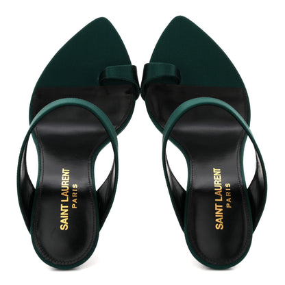 Saint Laurent Crepe Satin Martha Mule 110 Sandals 35.5 Dorian Green 2 of 10