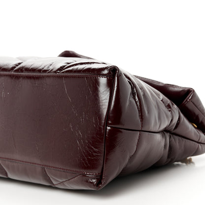 Saint Laurent Patent Lambskin Quilted Medium Loulou Puffer Monogram Chain Satchel Barolo Red 11 of 11
