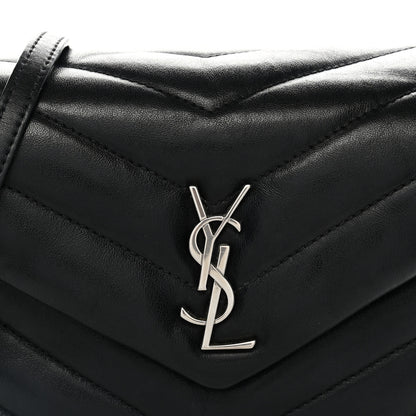 Saint Laurent Calfskin Y Quilted Monogram Toy Loulou Crossbody Bag Black 8 of 13